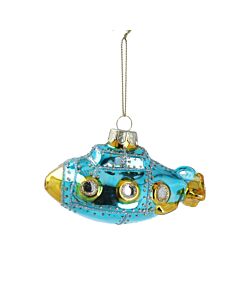 Gisela Graham Blue/Gold Submarine Glass Tree Decoration